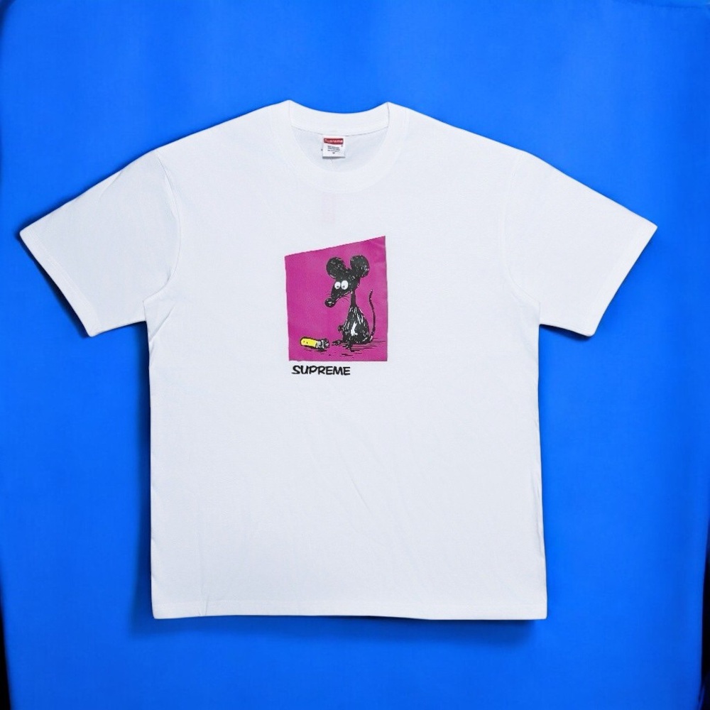 Supreme White Tee with Pink Graphic